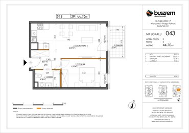 rzut mieszkanie na sprzedaż 45m2 mieszkanie Warszawa, Praga Północ, Kijowska 17