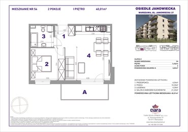 rzut mieszkanie na sprzedaż 40m2 mieszkanie Warszawa, Targówek, Janowiecka 27