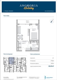 rzut mieszkanie na sprzedaż 35m2 mieszkanie Mechelinki, Wielopole 36-38