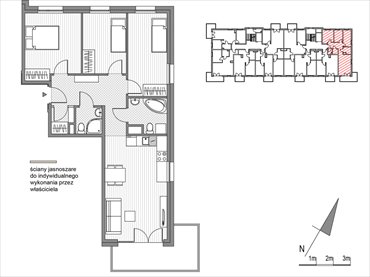 rzut mieszkanie na sprzedaż 72m2 mieszkanie Kraków, ul.Glogera 9,11