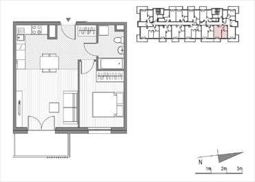 rzut mieszkanie na sprzedaż 43m2 mieszkanie Kraków, Mistrzejowice, Os. Piastów 77
