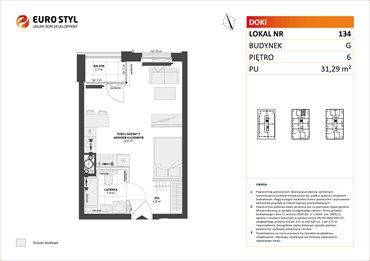 rzut mieszkanie na sprzedaż 31m2 mieszkanie Gdańsk, Śródmieście, ks. Jerzego Popiełuszki/Rybaki Górne