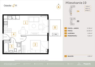 rzut mieszkanie na sprzedaż 38m2 mieszkanie Kraków, Rzemieślnicza 22-24