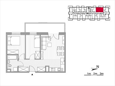 rzut mieszkanie na sprzedaż 49m2 mieszkanie Kraków, Mistrzejowice, Os. Piastów 77