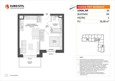 rzut mieszkanie na sprzedaż 36m2 mieszkanie Rumia, Janowo, Błoń Janowskich