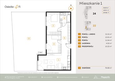 rzut mieszkanie na sprzedaż 64m2 mieszkanie Kraków, Rzemieślnicza 22-24