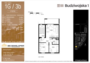 rzut mieszkanie na sprzedaż 48m2 mieszkanie Rzeszów, Budziwojska 3