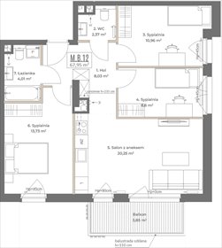 rzut mieszkanie na sprzedaż 68m2 mieszkanie Gdańsk, Osowa, Izydy
