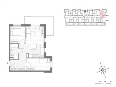 rzut mieszkanie na sprzedaż 51m2 mieszkanie Kraków, Mistrzejowice, os.Piastów 75