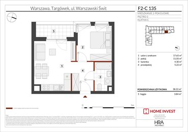 rzut mieszkanie na sprzedaż 38m2 mieszkanie Warszawa, ul. Warszawski Świt