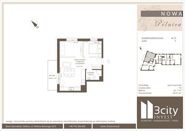 rzut mieszkanie na sprzedaż 46m2 mieszkanie Gdańsk, Jasień, Pólnicy 4