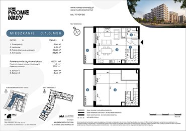rzut mieszkanie na sprzedaż 61m2 mieszkanie Wrocław, Kleczków, ul. Czochralskiego/ Miłosza