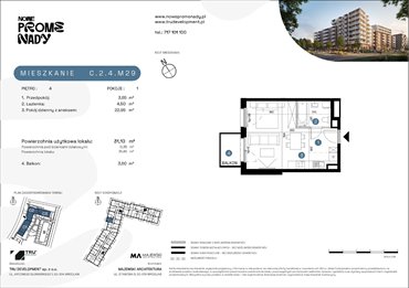 rzut mieszkanie na sprzedaż 31m2 mieszkanie Wrocław, Kleczków, ul. Czochralskiego/ Miłosza