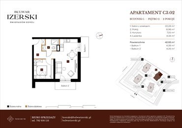 rzut mieszkanie na sprzedaż 43m2 mieszkanie Świeradów Zdrój, Senatoryjna/Szkolna