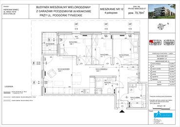 rzut mieszkanie na sprzedaż 74m2 mieszkanie Kraków, Dębniki, Podgórki Tynieckie