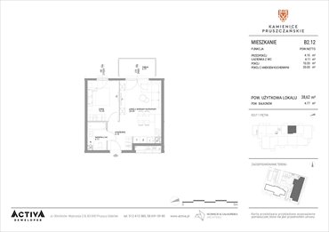 rzut mieszkanie na sprzedaż 39m2 mieszkanie Pruszcz Gdański, ul. Grunwaldzka 71B, 71C