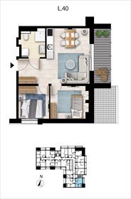rzut mieszkanie na sprzedaż 42m2 mieszkanie Grzybowo, Nadmorska 98 -106