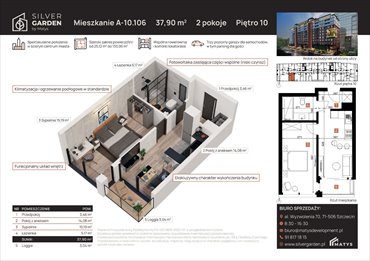 rzut mieszkanie na sprzedaż 38m2 mieszkanie Szczecin, Centrum, al. Wyzwolenia 70 / ul. Staszica 21