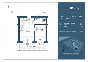 rzut mieszkanie na sprzedaż 32m2 mieszkanie Rewal, Ul. Klifowa 22