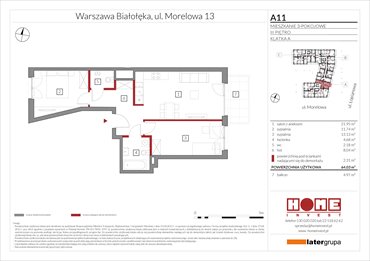 rzut mieszkanie na sprzedaż 64m2 mieszkanie Warszawa, Żerań, ul. Morelowa 13