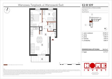rzut mieszkanie na sprzedaż 56m2 mieszkanie Warszawa, Targówek, ul. Warszawski Świt