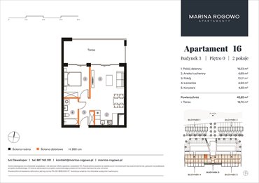 rzut mieszkanie na sprzedaż 44m2 mieszkanie Rogowo, Rogowo 65