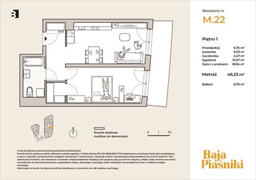 rzut mieszkanie na sprzedaż 48m2 mieszkanie Świętochłowice, Piaśniki, ul. Sudecka 10