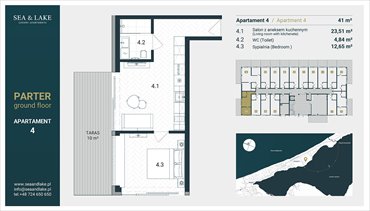 rzut mieszkanie na sprzedaż 41m2 mieszkanie Mielno, Unieście, Mielno Molo, Sosnowy Las 15