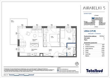 rzut mieszkanie na sprzedaż 62m2 mieszkanie Warszawa, Białołęka, Mirabelki