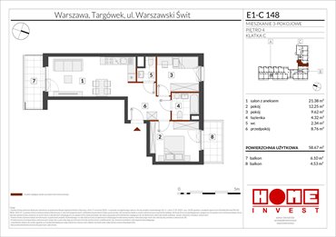 rzut mieszkanie na sprzedaż 59m2 mieszkanie Warszawa, Targówek, ul. Warszawski Świt