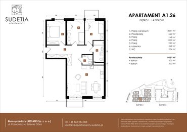 rzut mieszkanie na sprzedaż 85m2 mieszkanie Jelenia Góra, POZNAŃSKA 4