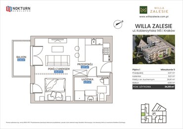 rzut mieszkanie na sprzedaż 35m2 mieszkanie Kraków, Ruczaj, Kobierzyńska 145