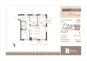 rzut mieszkanie na sprzedaż 66m2 mieszkanie Gdańsk, Jasień, Pólnicy 4