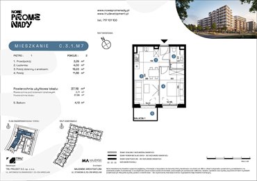 rzut mieszkanie na sprzedaż 37m2 mieszkanie Wrocław, Kleczków, ul. Czochralskiego/ Miłosza