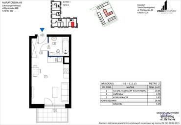 rzut mieszkanie na sprzedaż 29m2 mieszkanie Łódź, Retkinia, Maratońska 49C