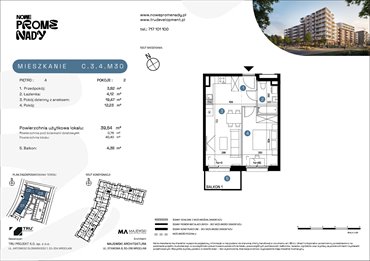 rzut mieszkanie na sprzedaż 40m2 mieszkanie Wrocław, Kleczków, ul. Czochralskiego/ Miłosza