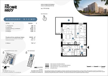 rzut mieszkanie na sprzedaż 53m2 mieszkanie Wrocław, Kleczków, ul. Czochralskiego/ Miłosza