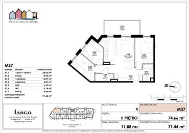 rzut mieszkanie na sprzedaż 71m2 mieszkanie Rumia, Kosynierów 9