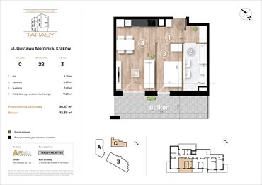 rzut mieszkanie na sprzedaż 37m2 mieszkanie Kraków, Wzgórza Krzesławickie, Gustawa Morcinka