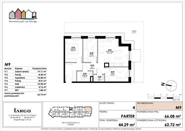 rzut mieszkanie na sprzedaż 63m2 mieszkanie Rumia, Kosynierów 9