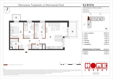 rzut mieszkanie na sprzedaż 79m2 mieszkanie Warszawa, Targówek, ul. Warszawski Świt