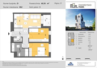 rzut mieszkanie na sprzedaż 60m2 mieszkanie Rzeszów, Przybyszówka, Dworzysko