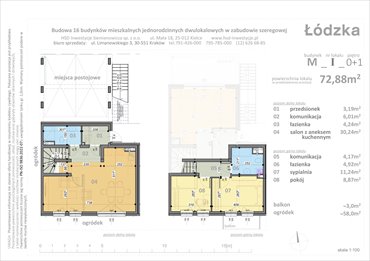 rzut mieszkanie na sprzedaż 73m2 mieszkanie Kraków, Łódzka