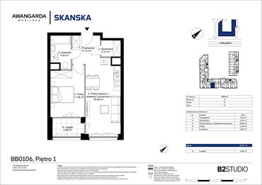 rzut mieszkanie na sprzedaż 43m2 mieszkanie Kraków, Prądnik Czerwony, Mogilska 126