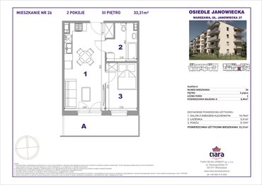 rzut mieszkanie na sprzedaż 33m2 mieszkanie Warszawa, Targówek, Janowiecka 27