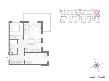 rzut mieszkanie na sprzedaż 52m2 mieszkanie Kraków, Mistrzejowice, os.Piastów 75