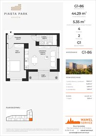 rzut mieszkanie na sprzedaż 44m2 mieszkanie Kraków, Mistrzejowice, Osiedle Piastów 63