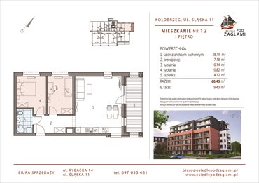 rzut mieszkanie na sprzedaż 60m2 mieszkanie Kołobrzeg, Śląska 11