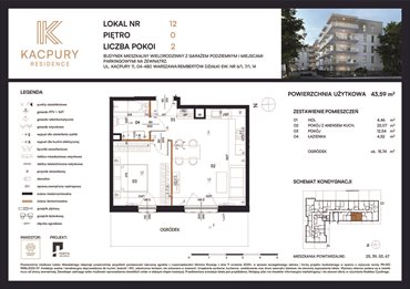 rzut mieszkanie na sprzedaż 44m2 mieszkanie Warszawa, Rembetów, Kacpury 11