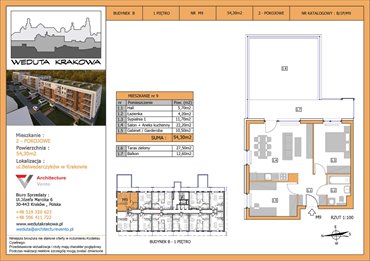 rzut mieszkanie na sprzedaż 54m2 mieszkanie Kraków, Krowodrza, Papierni Prądnickich 48
